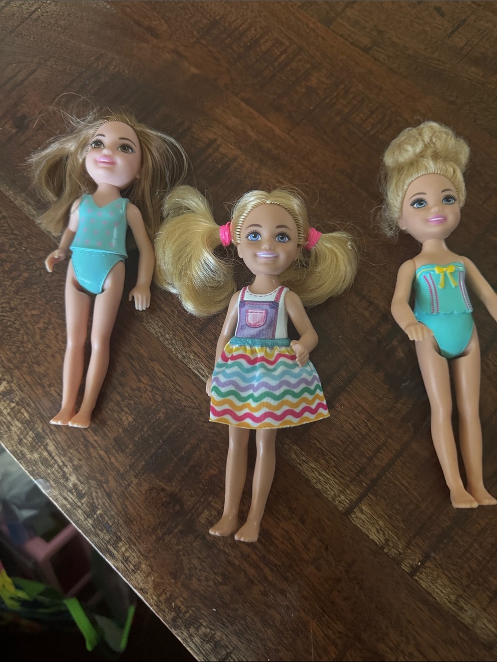Mattel Mini Dolls Trio in Turquoise & Multicolor Outfits